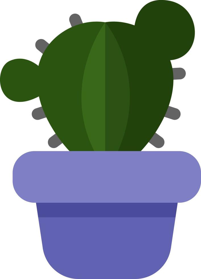 Golden barrel cactus in a purple pot, icon illustration, vector on white background