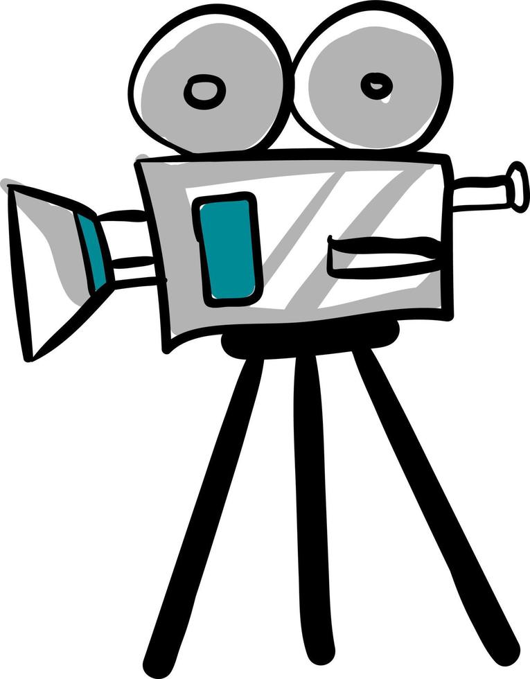 Movie camera, illustration, vector on white background.