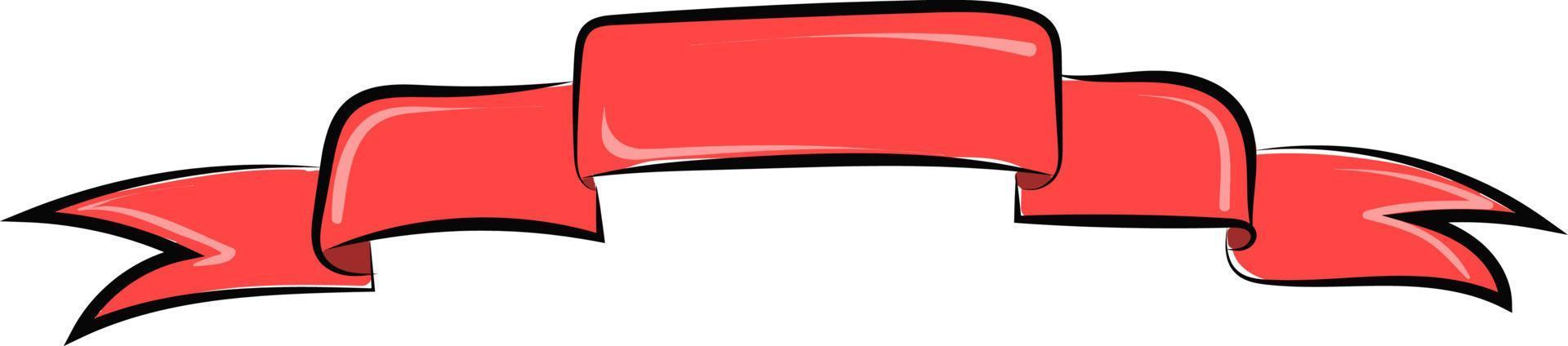 Red holiday ribbon, illustration, vector on white background.