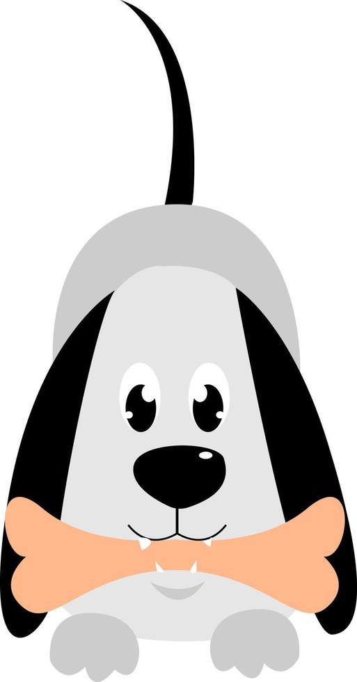 perro con hueso, ilustración, vector sobre fondo blanco.