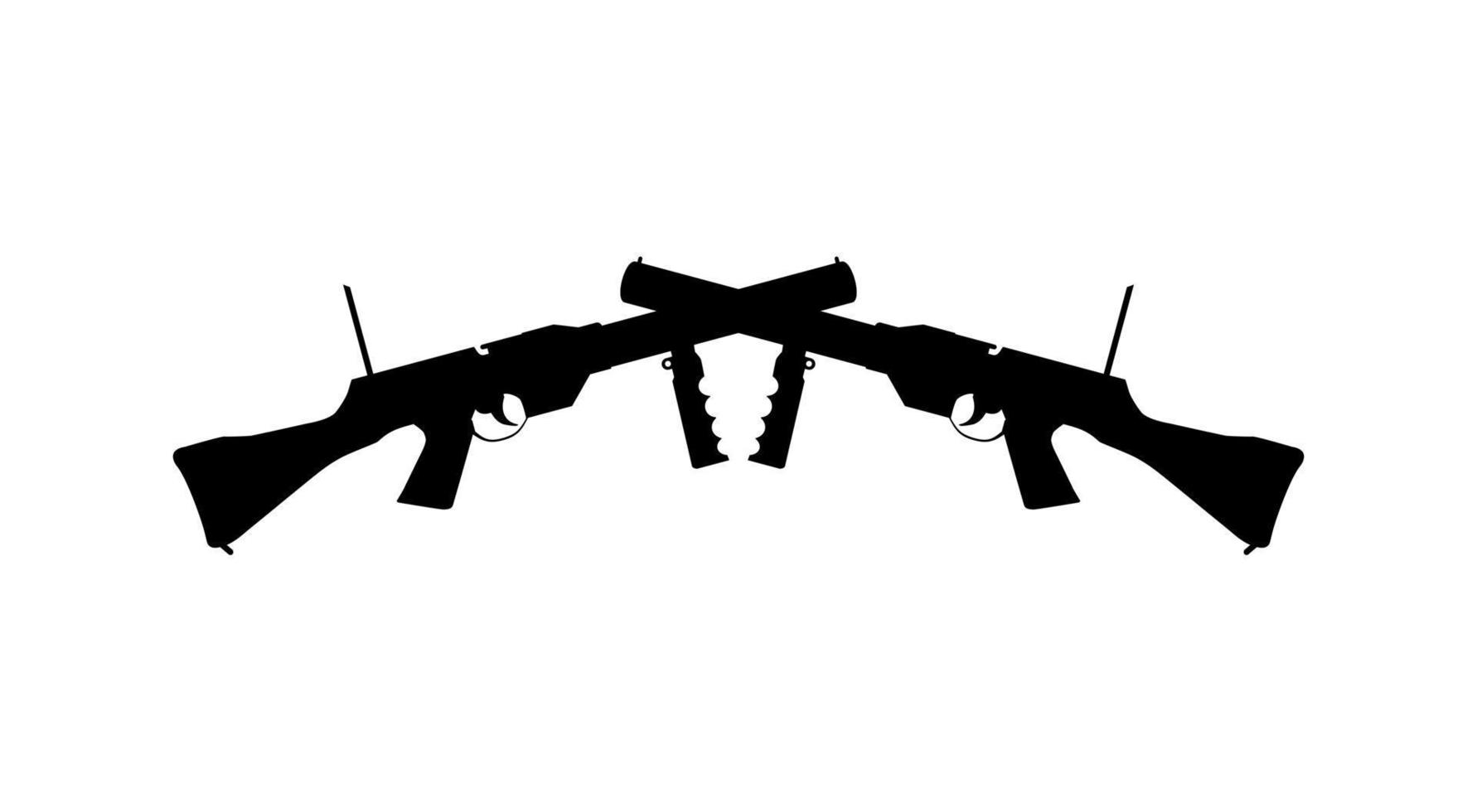 Silhouette of Weapon Gun for Logo, Pictogram, Art Illustration, Website or Graphic Design Element. Vector Illustration