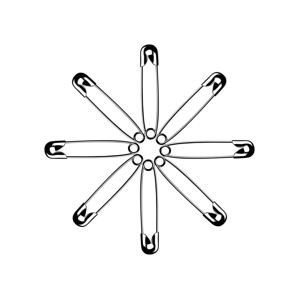 Artistic Circle Shape Made From Safety Pin Composition for Decoration, Ornate, Logo, Website, Art Illustration or Graphic Design Element. Vector Illustration