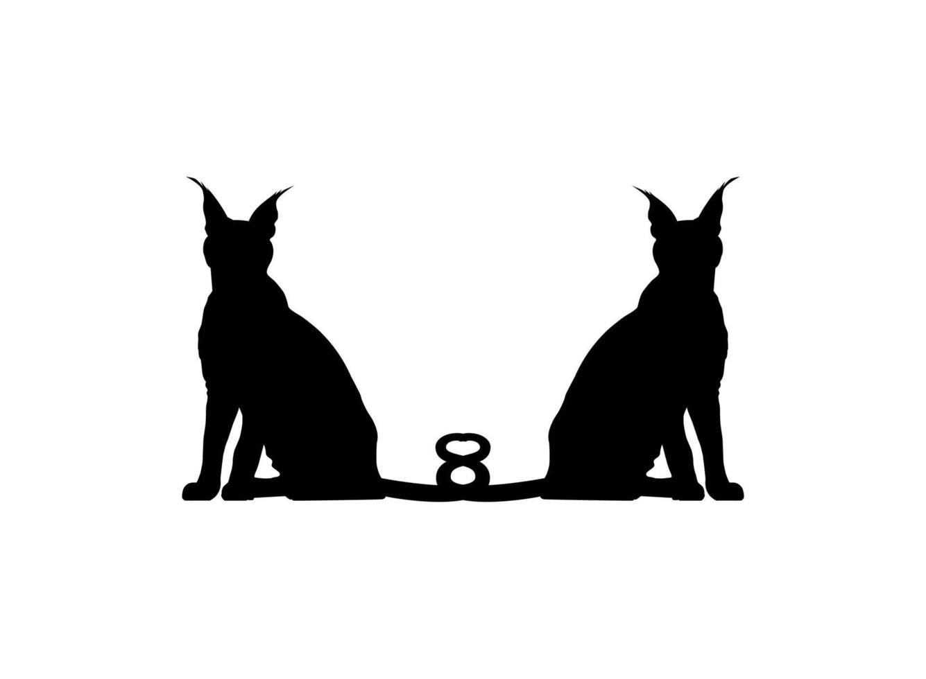 Pair of the Caracal Cat Silhouette for Art Illustration, Logo, Pictogram, Website or Graphic Design Element. Vector Illustration