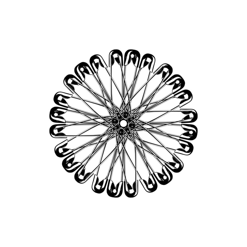 Artistic Circle Shape Made From Safety Pin Composition for Decoration, Ornate, Logo, Website, Art Illustration or Graphic Design Element. Vector Illustration