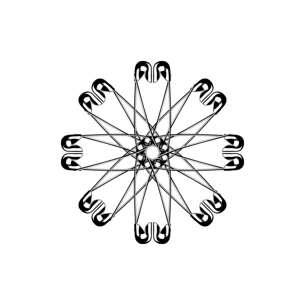 Artistic Circle Shape Made From Safety Pin Composition for Decoration, Ornate, Logo, Website, Art Illustration or Graphic Design Element. Vector Illustration