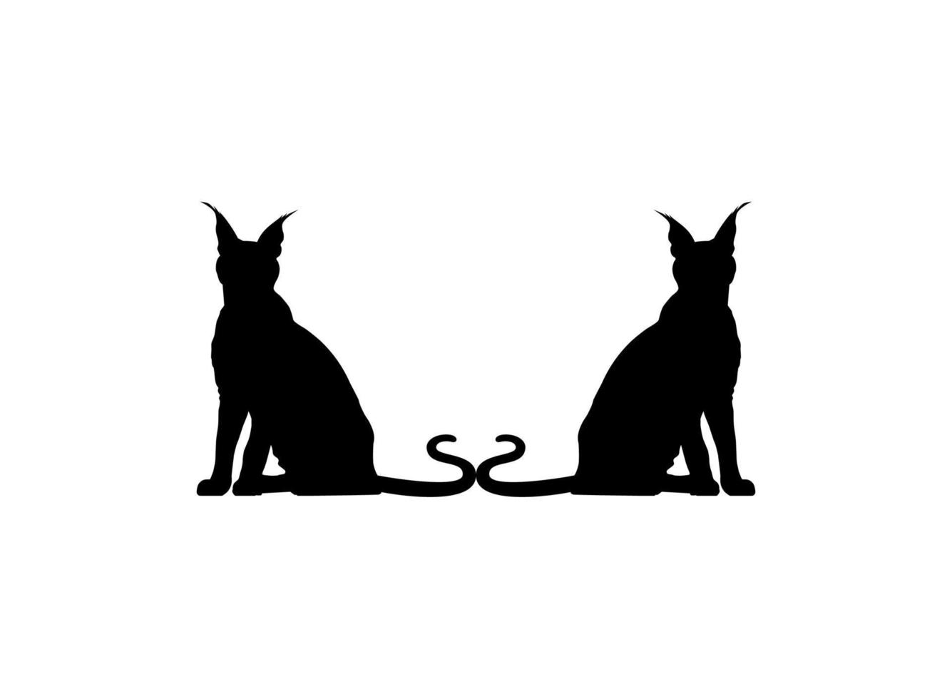 Pair of the Caracal Cat Silhouette for Art Illustration, Logo, Pictogram, Website or Graphic Design Element. Vector Illustration