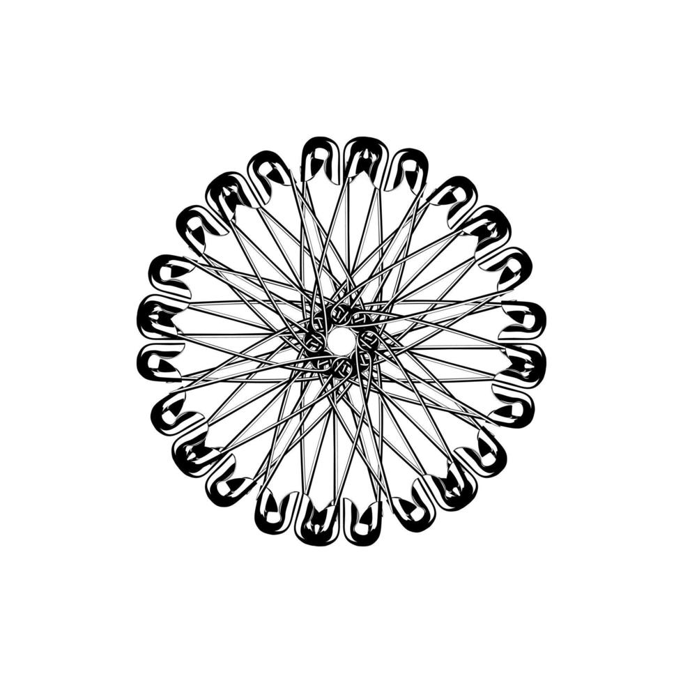 forma de círculo artístico hecha de composición de pasador de seguridad para decoración, ornamentación, logotipo, sitio web, ilustración de arte o elemento de diseño gráfico. ilustración vectorial vector