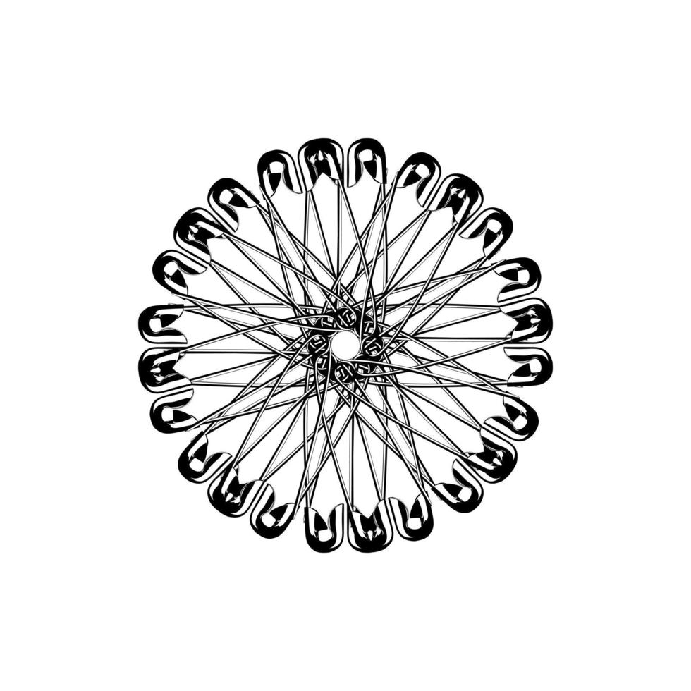 Artistic Circle Shape Made From Safety Pin Composition for Decoration, Ornate, Logo, Website, Art Illustration or Graphic Design Element. Vector Illustration