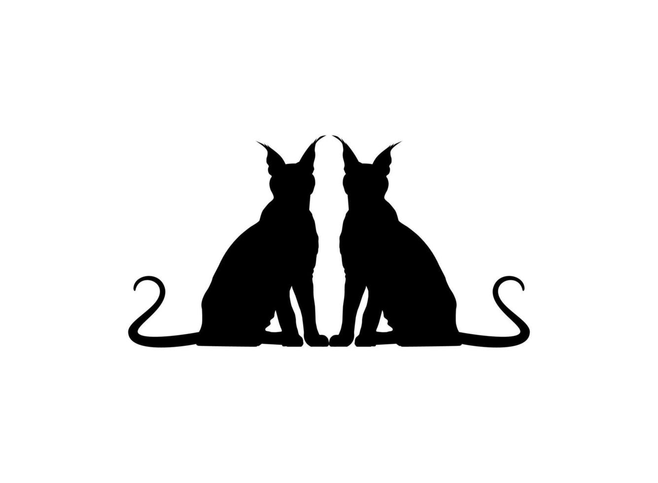 Pair of the Caracal Cat Silhouette for Art Illustration, Logo, Pictogram, Website or Graphic Design Element. Vector Illustration