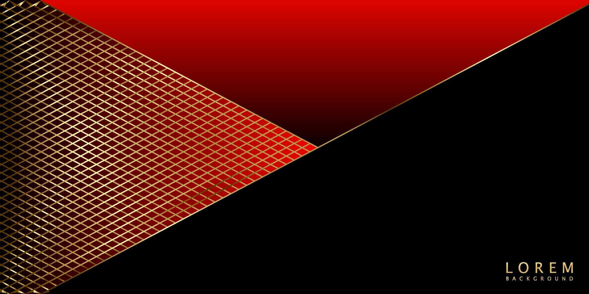 color de rayas rojo negro abstracto y líneas doradas. vector