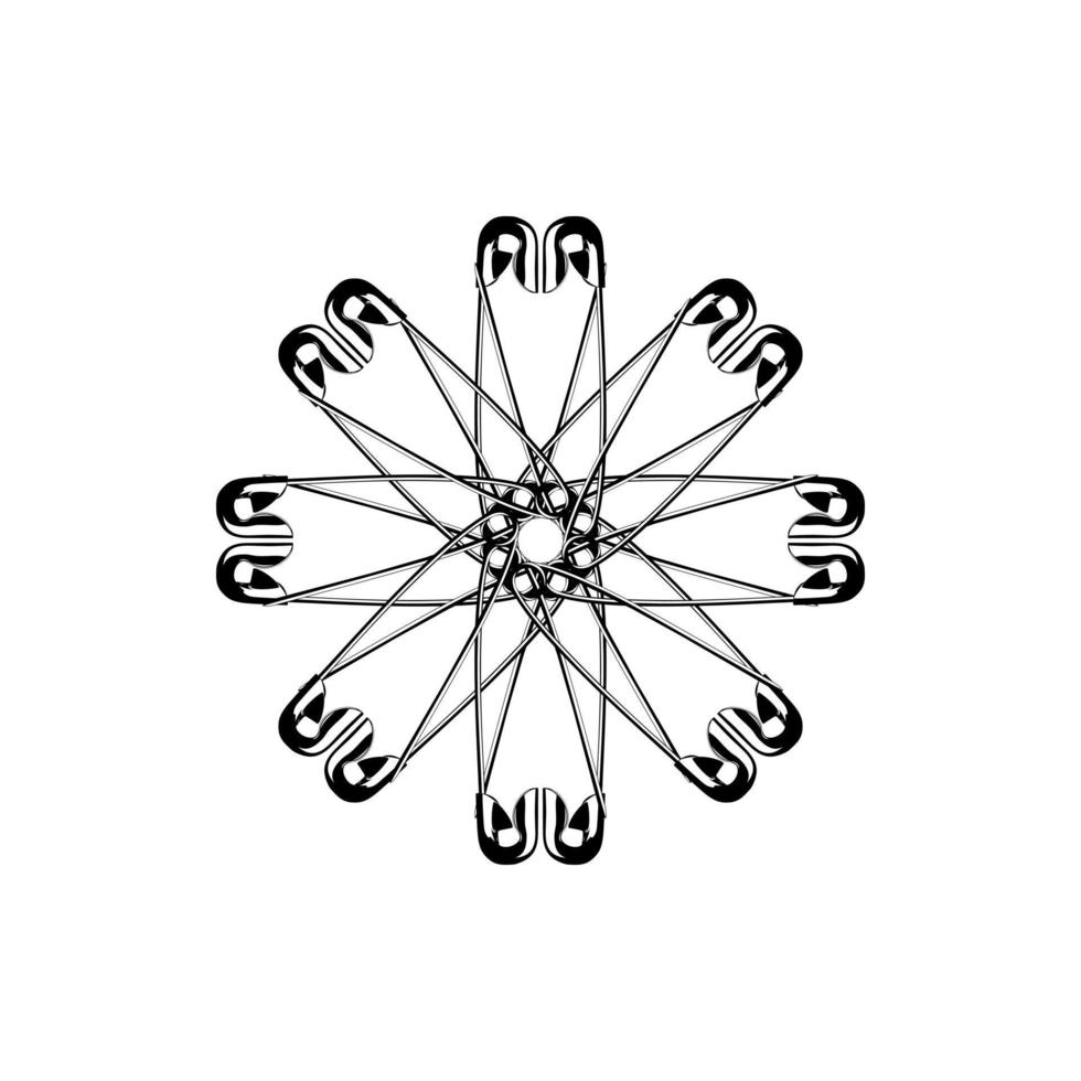 Artistic Circle Shape Made From Safety Pin Composition for Decoration, Ornate, Logo, Website, Art Illustration or Graphic Design Element. Vector Illustration