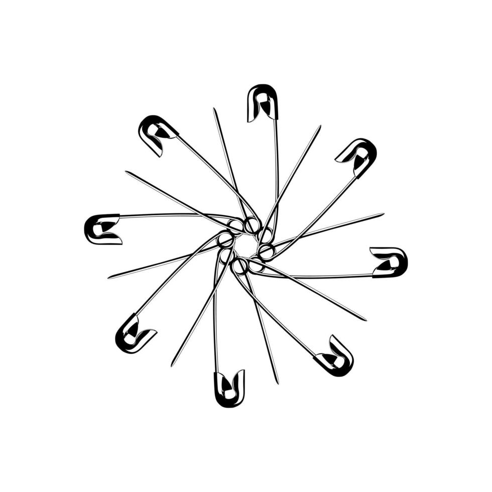 Artistic Circle Shape Made From Safety Pin Composition for Decoration, Ornate, Logo, Website, Art Illustration or Graphic Design Element. Vector Illustration