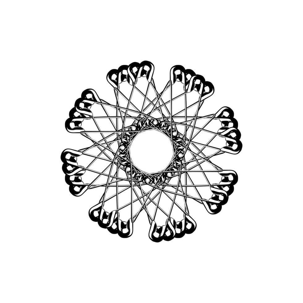 Artistic Circle Shape Made From Safety Pin Composition for Decoration, Ornate, Logo, Website, Art Illustration or Graphic Design Element. Vector Illustration