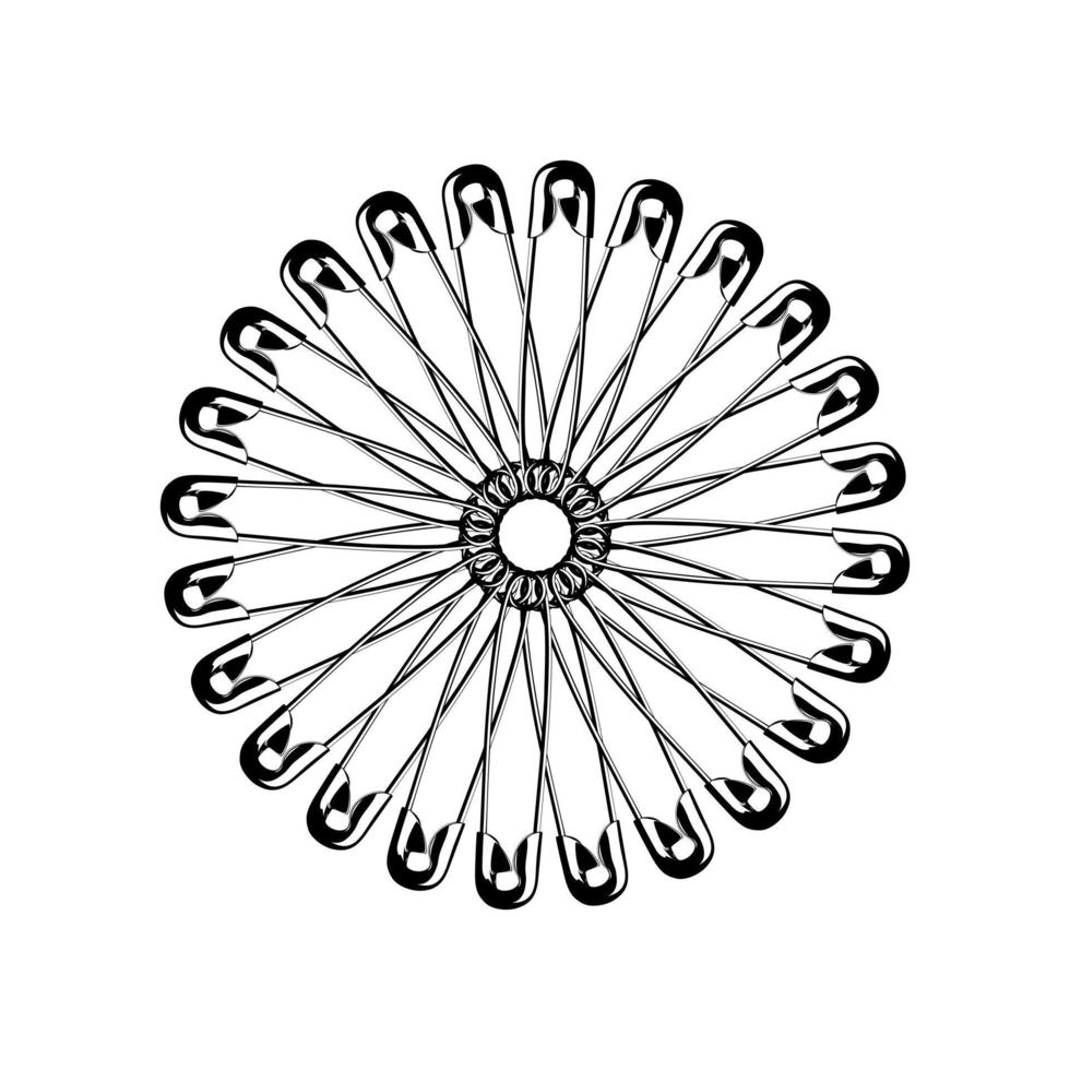Artistic Circle Shape Made From Safety Pin Composition for Decoration, Ornate, Logo, Website, Art Illustration or Graphic Design Element. Vector Illustration
