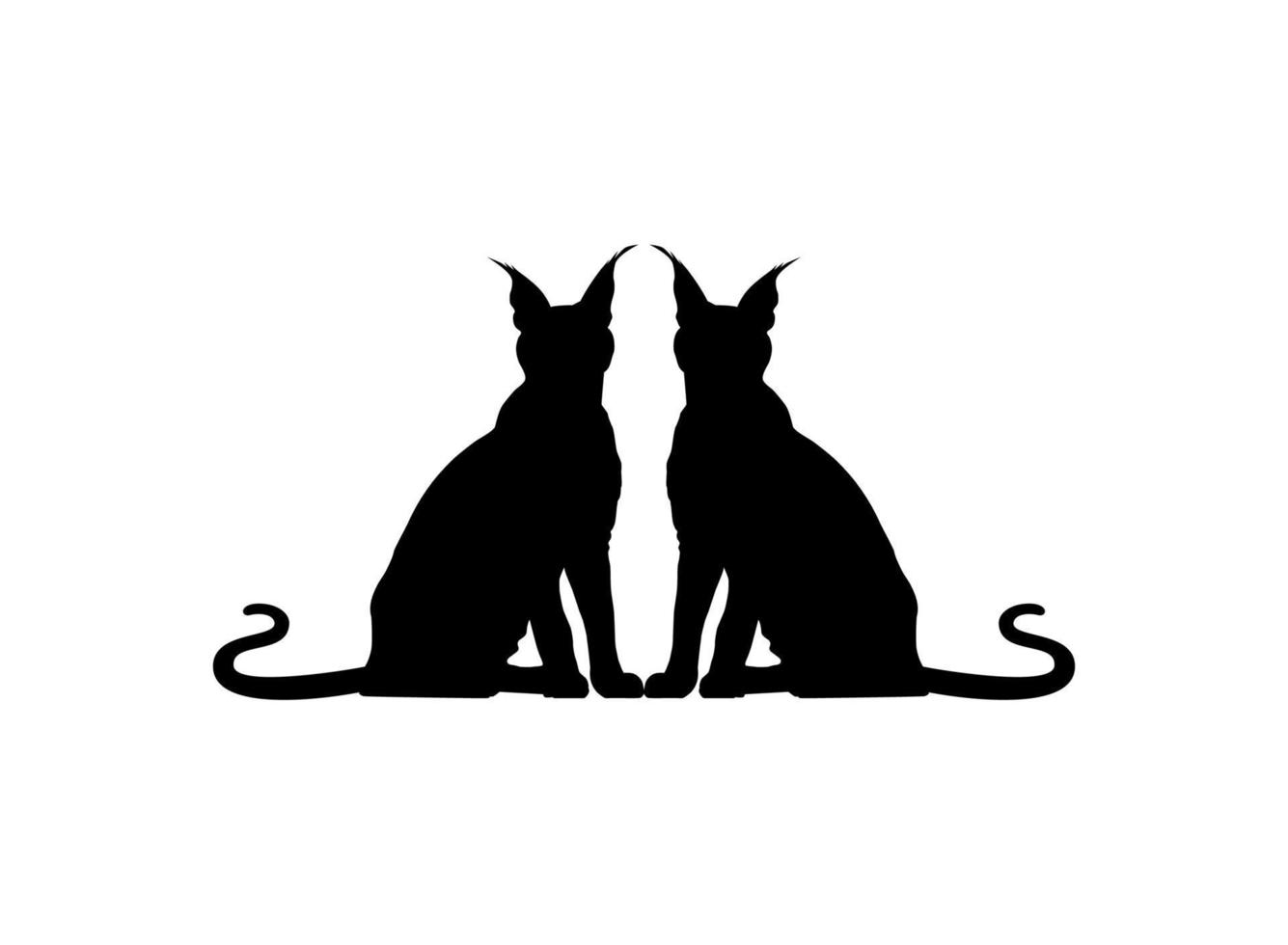 Pair of the Caracal Cat Silhouette for Art Illustration, Logo, Pictogram, Website or Graphic Design Element. Vector Illustration