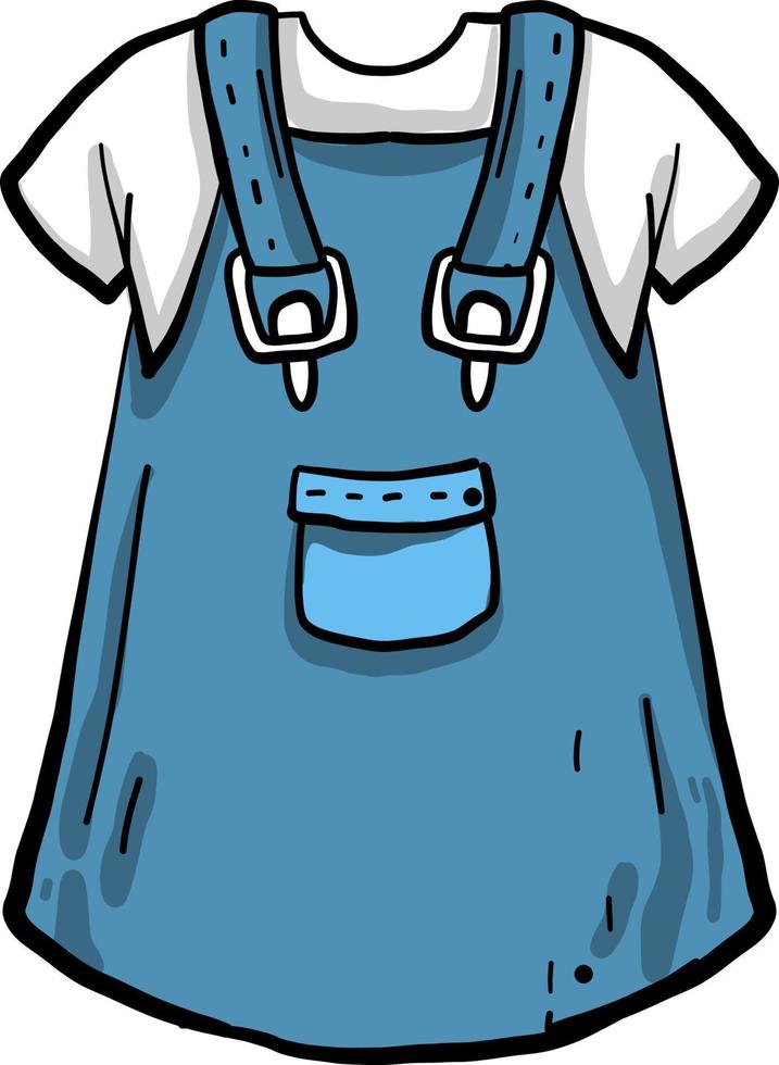 vestido azul, ilustración, vector sobre fondo blanco.