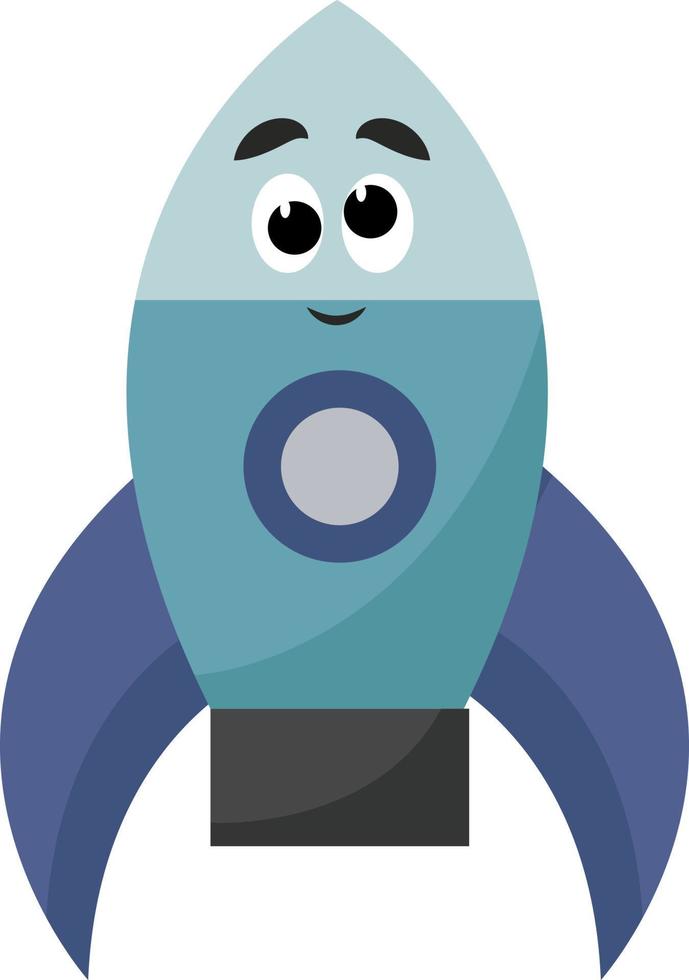 Blue rocket, illustration, vector on white background.