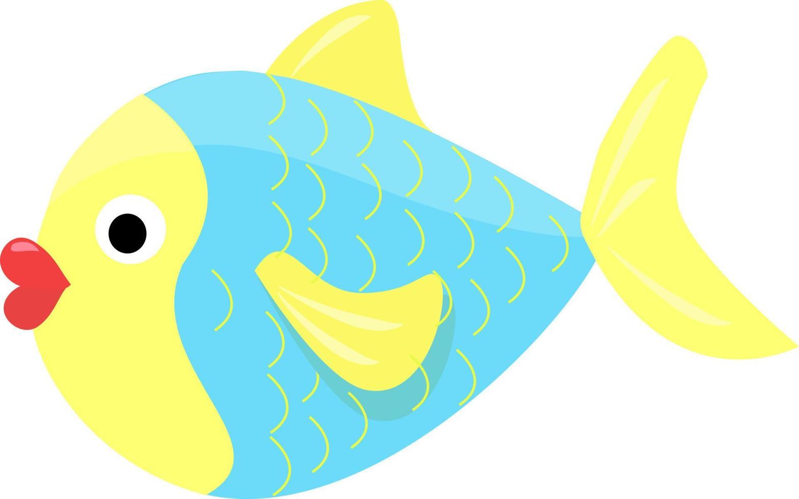 Blue fish, illustration, vector on white background.
