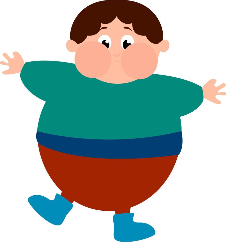 Chubby boy, illustration, vector on white background.