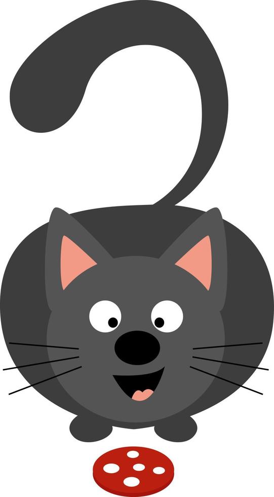 Hungry cat, illustration, vector on white background.