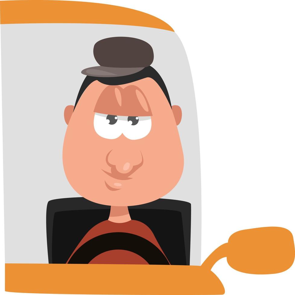 Taxi driver, illustration, vector on white background