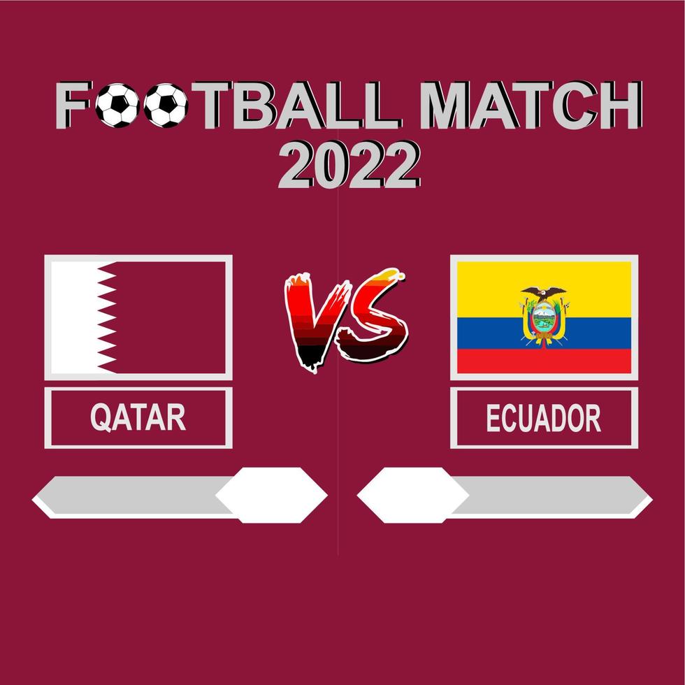 Qatar vs Ecuador football competition 2022 template background vector for schedule, result match