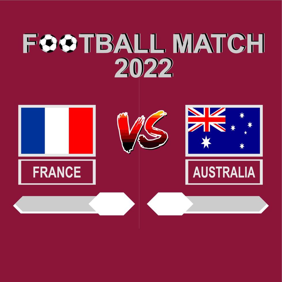 francia vs australia competición de fútbol 2022 vector de fondo de plantilla para horario, partido de resultado