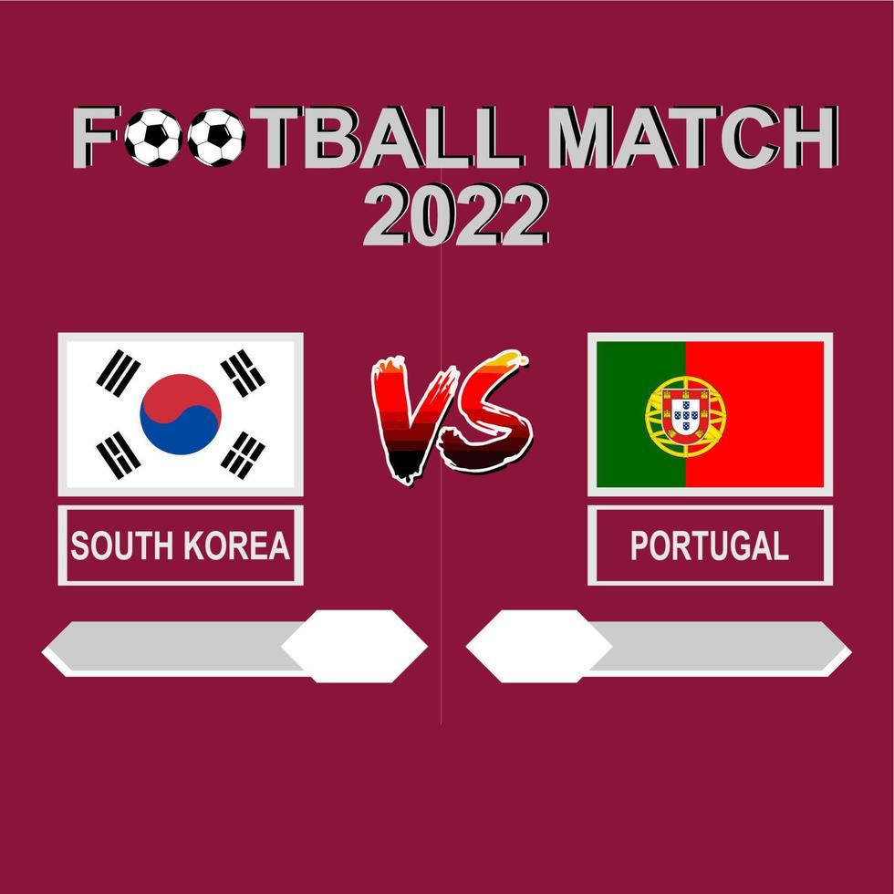 South Korea vs Portugal football competition 2022 template background vector for schedule, result match