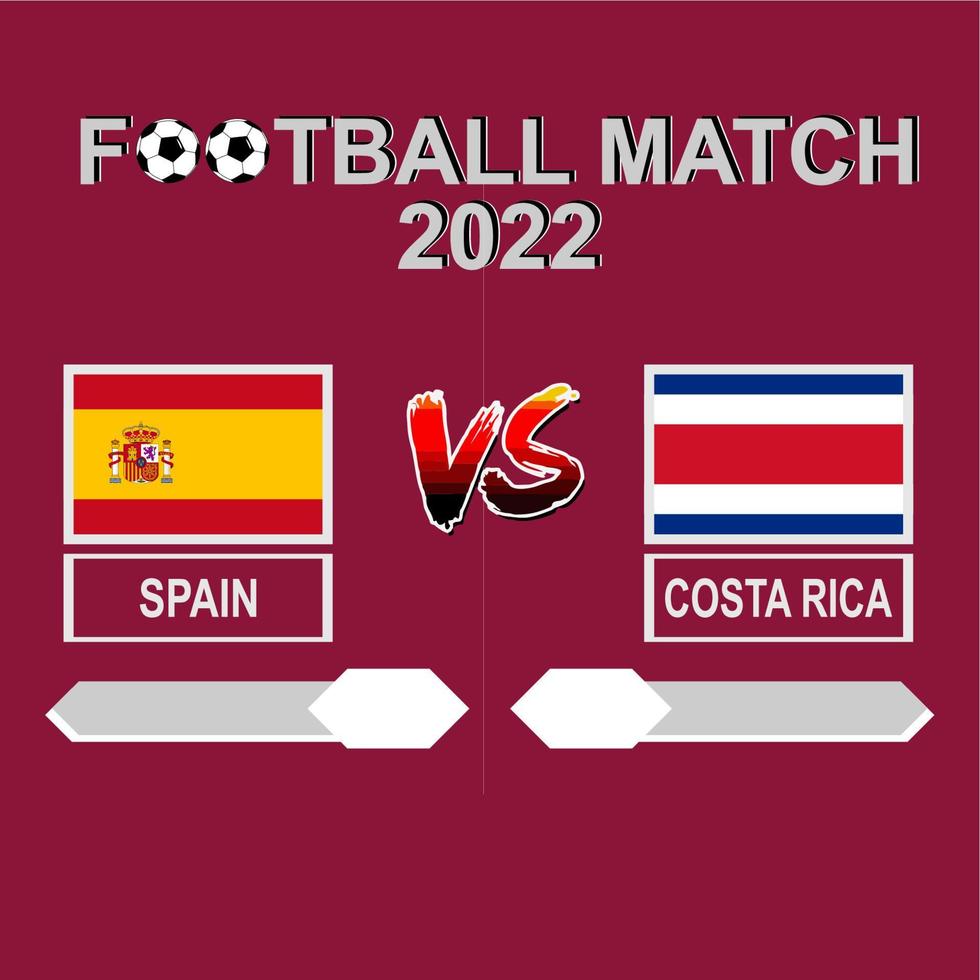 Plantilla De Costa Rica españa vs costa rica competición de fútbol 2022 vector de fondo de plantilla  para calendario, partido de resultado 13787041 Vector en Vecteezy