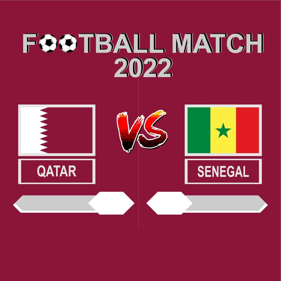 Qatar vs Senegal football competition 2022 template background vector for schedule, result match