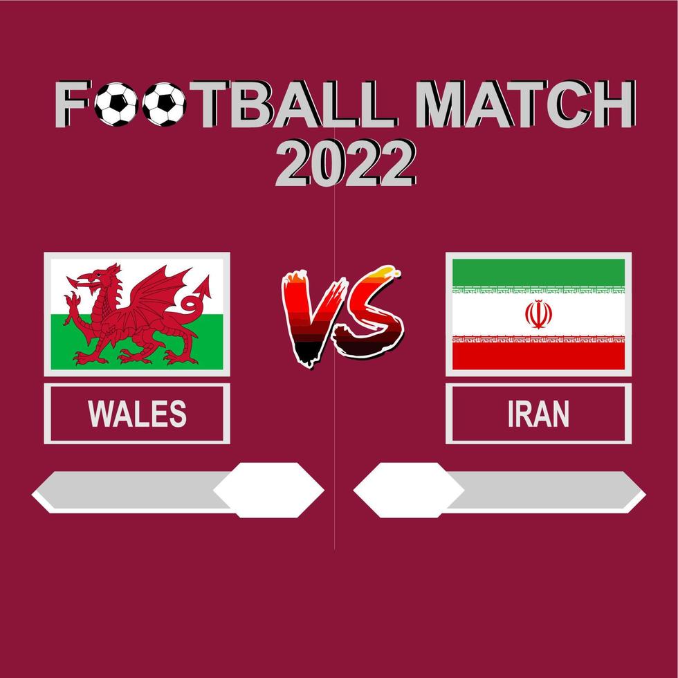 Wales vs Iran football competition 2022 template background vector for schedule, result match