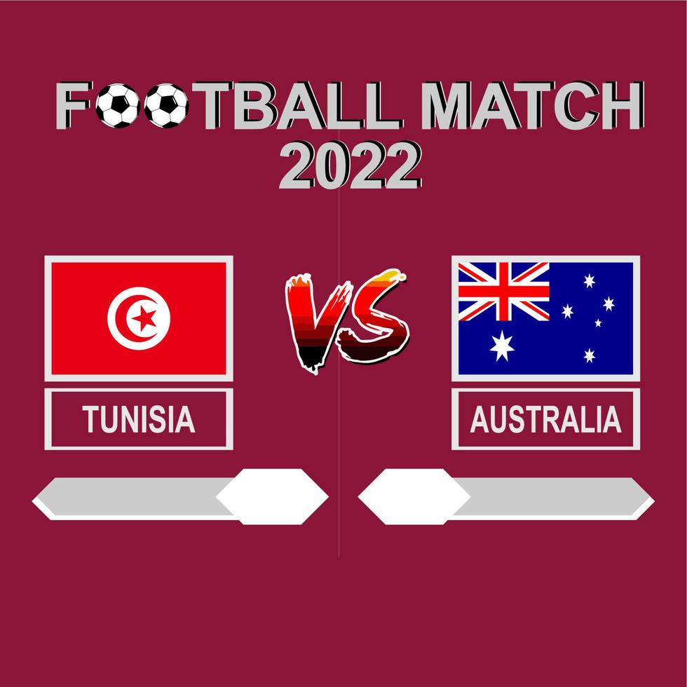 vector de fondo de plantilla de competencia de fútbol túnez vs australia 2022 para horario, partido de resultado