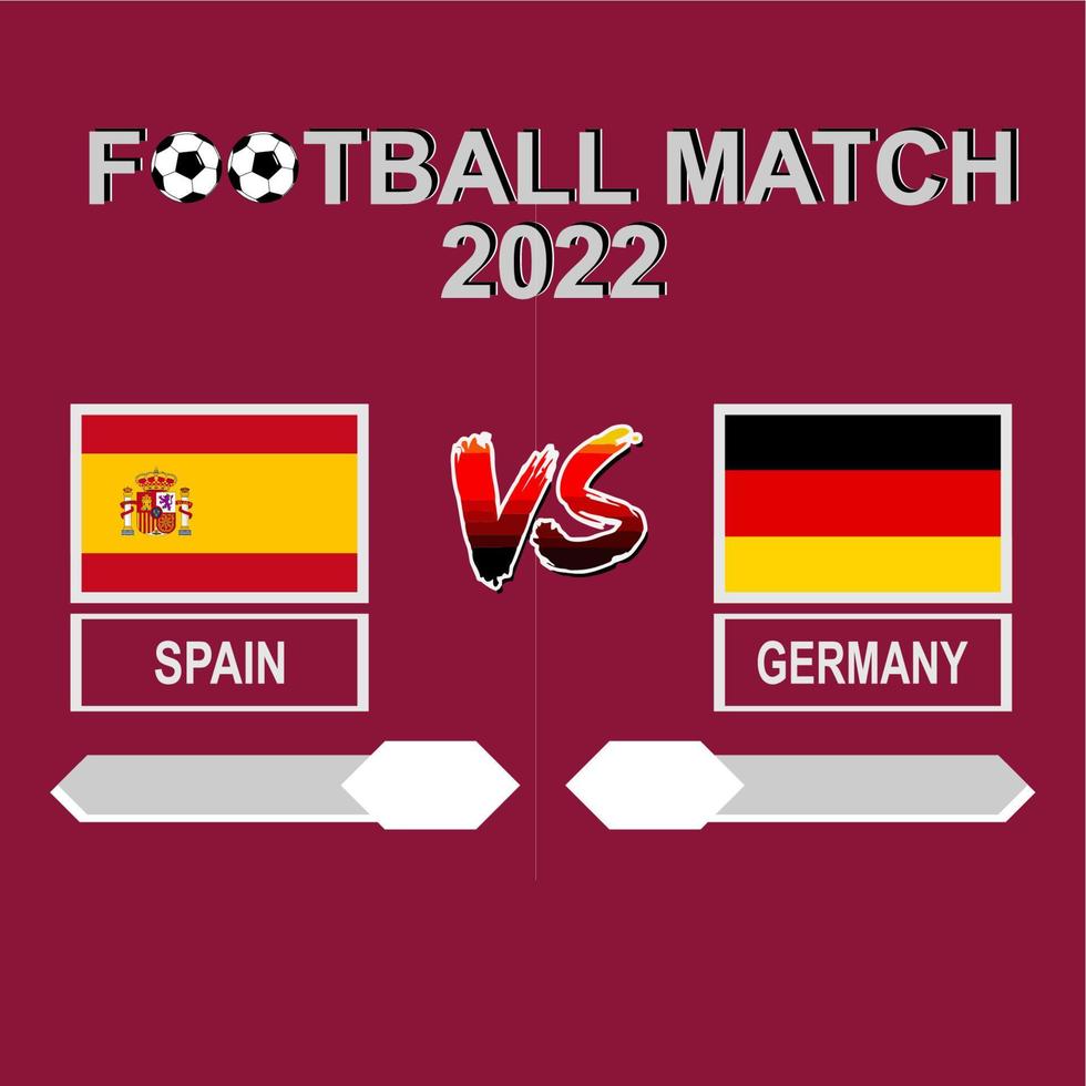 Spain vs Germany football competition 2022 template background vector for schedule, result match