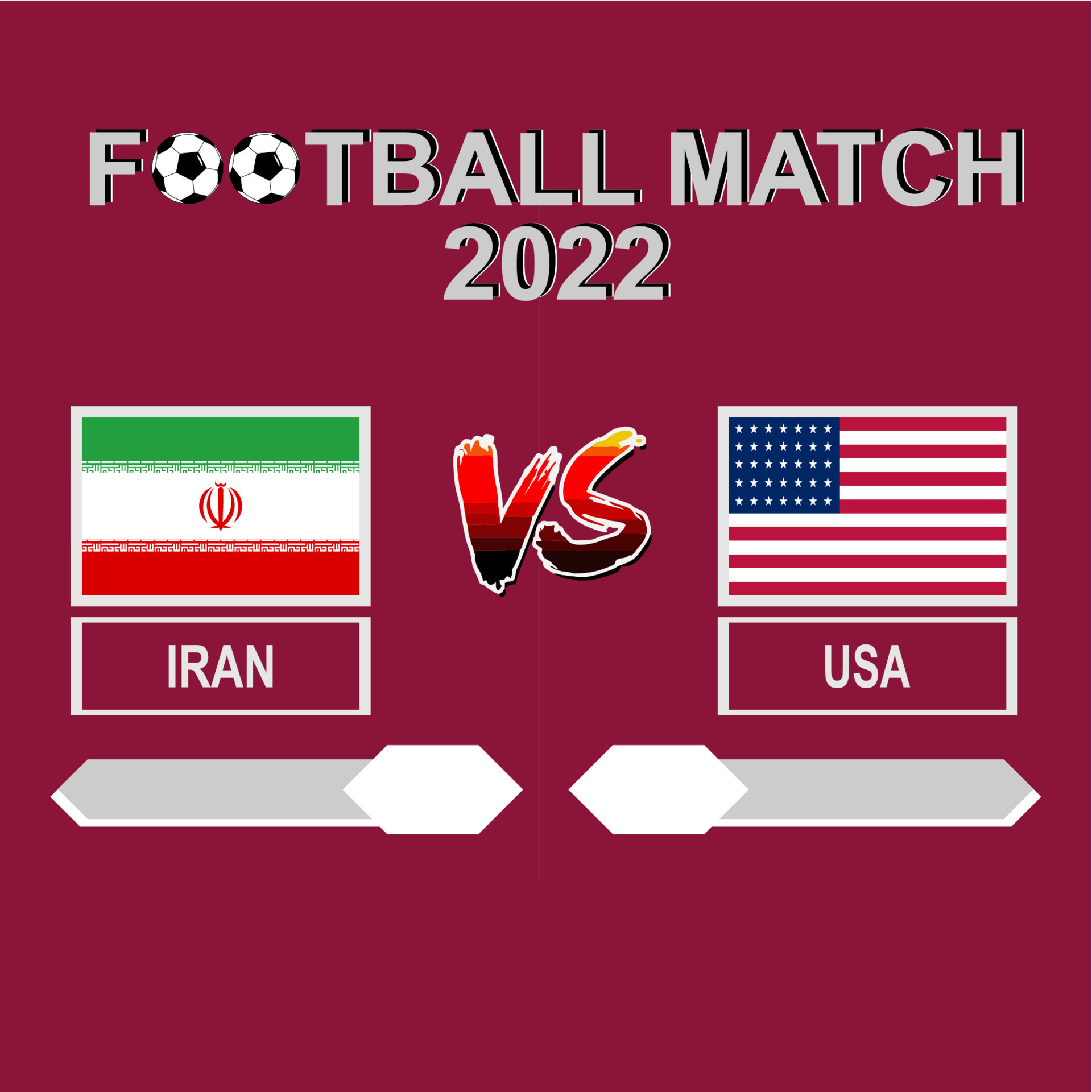 Iran vs USA football competition 2022 template background vector for