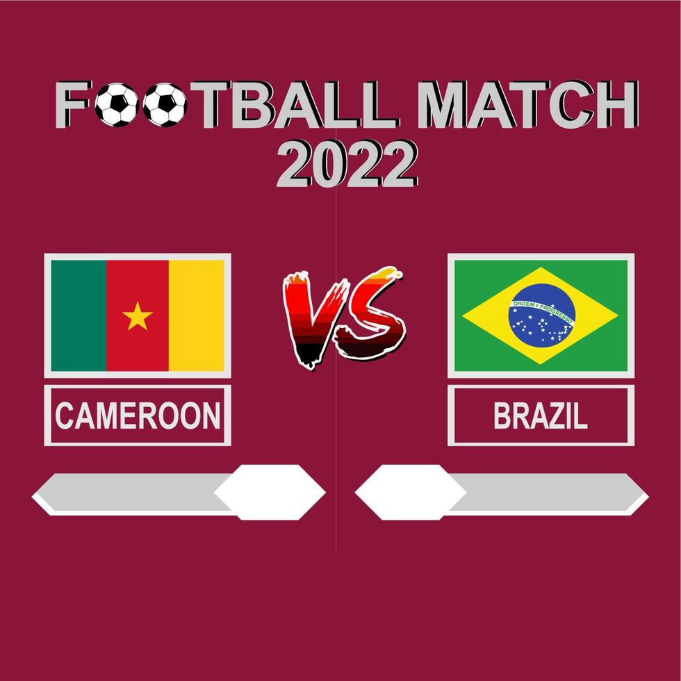 Cameroon vs Brazil football competition 2022 template background vector for schedule, result match