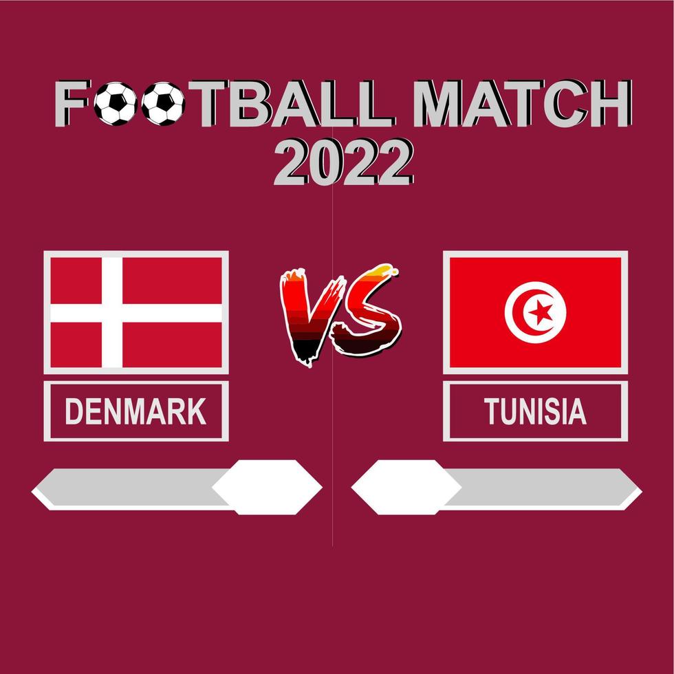 Denmark vs Tunisia football competition 2022 template background vector for schedule, result match