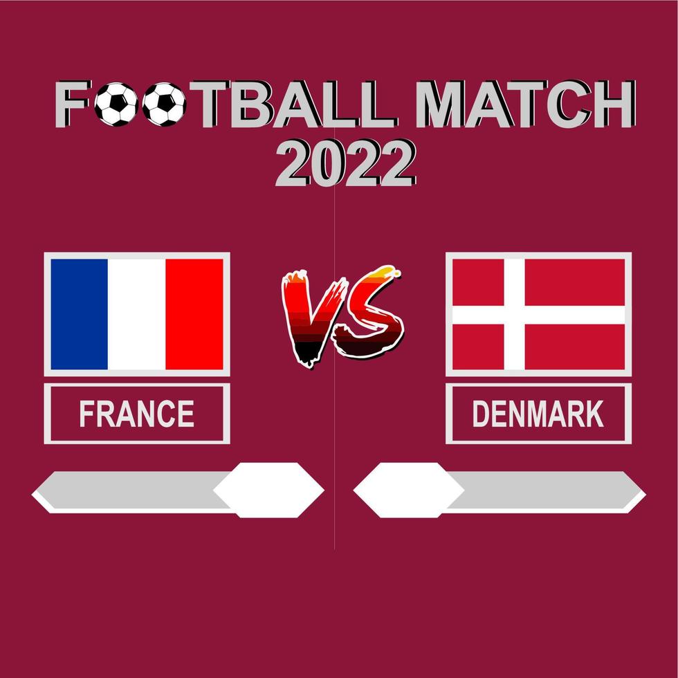 France vs Denmark football competition 2022 template background vector for schedule, result match