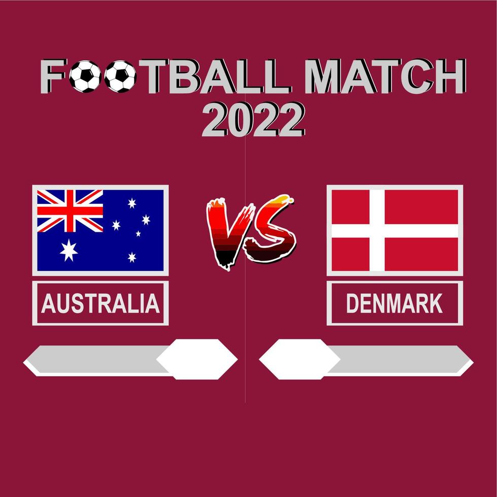 Australia vs Denmark football competition 2022 template background vector for schedule, result match
