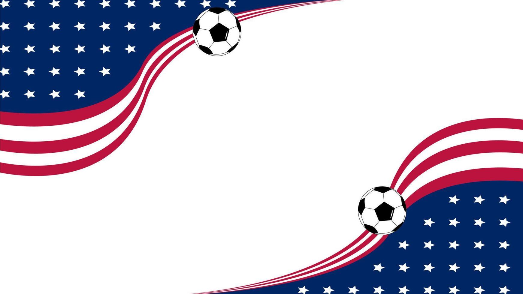 fondo de fútbol sobre el tema de la bandera de estados unidos con ilustración de vector de fondo blanco