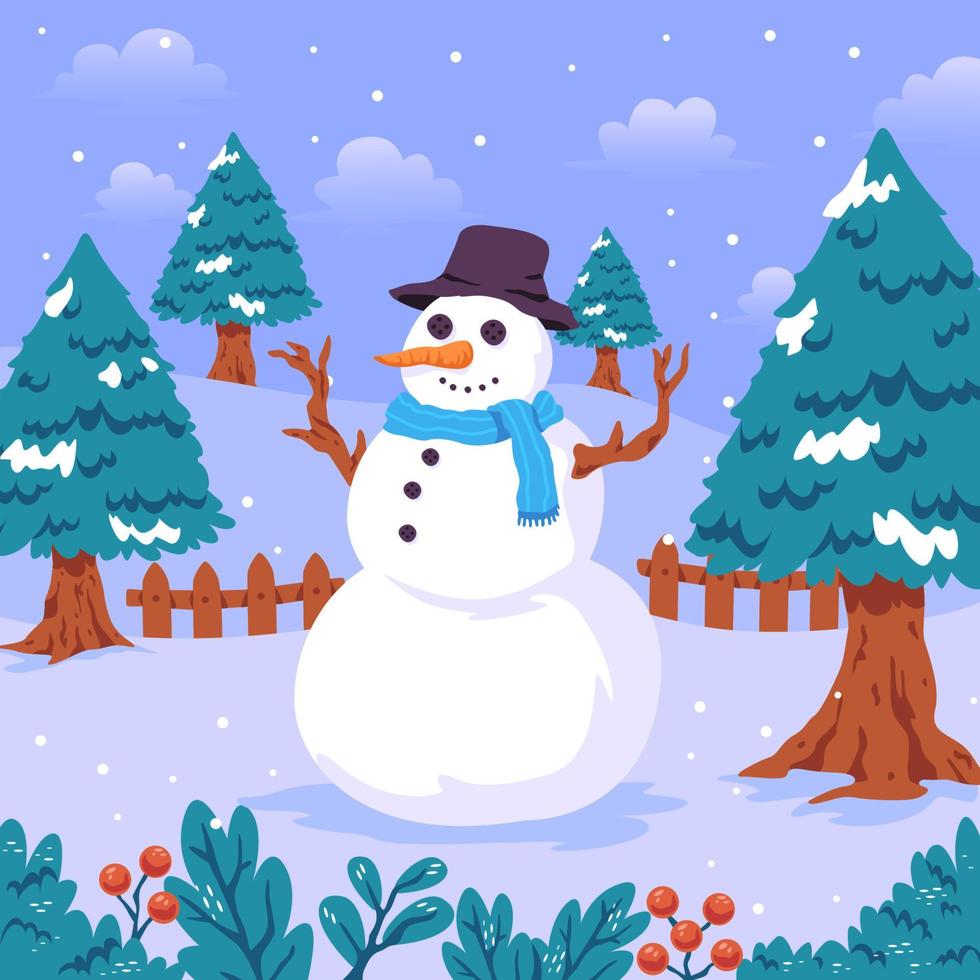 Winter Snowman Background vector