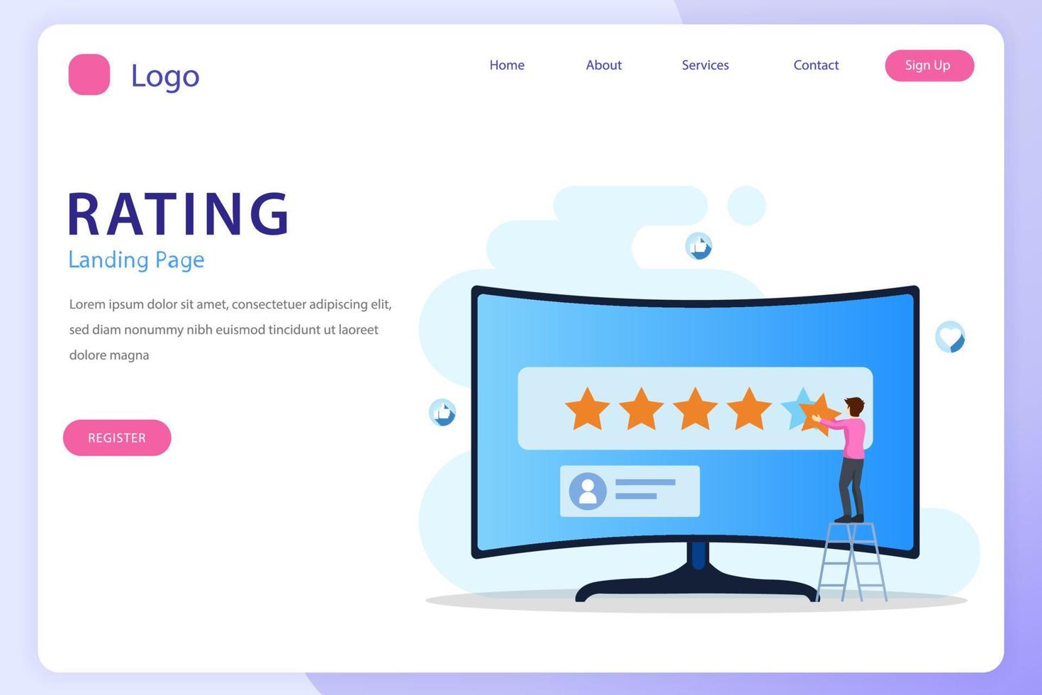 application rating concept, technology, Reviews stars with good and bad rate, customer satisfaction, social media, Flat vector template