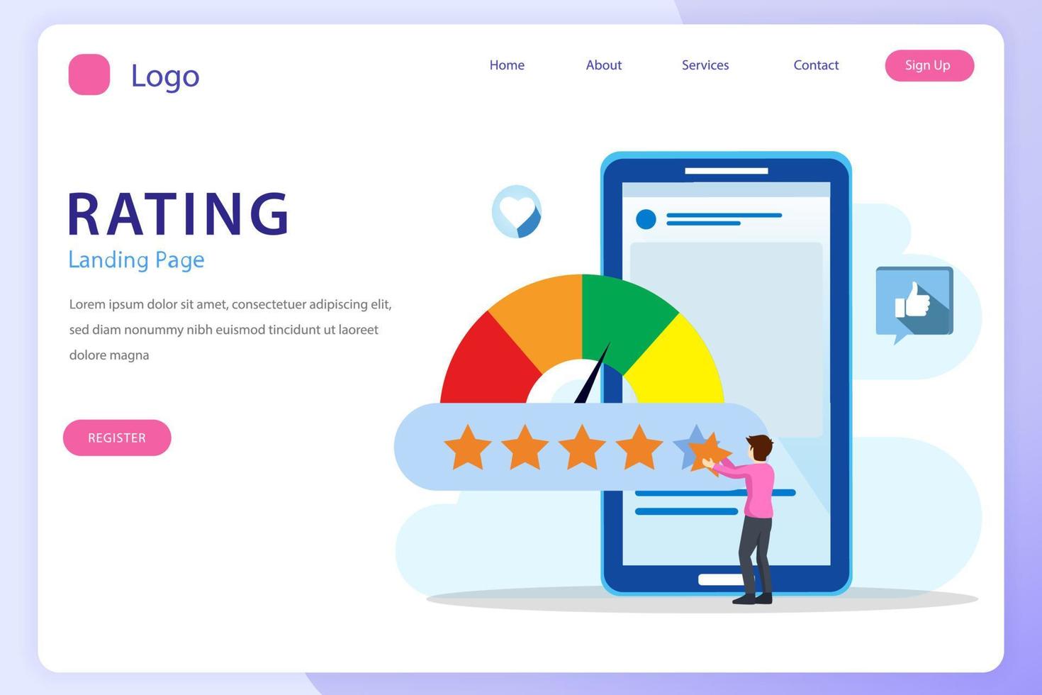 application rating concept, technology, Reviews stars with good and bad rate, customer satisfaction, social media, Flat vector template