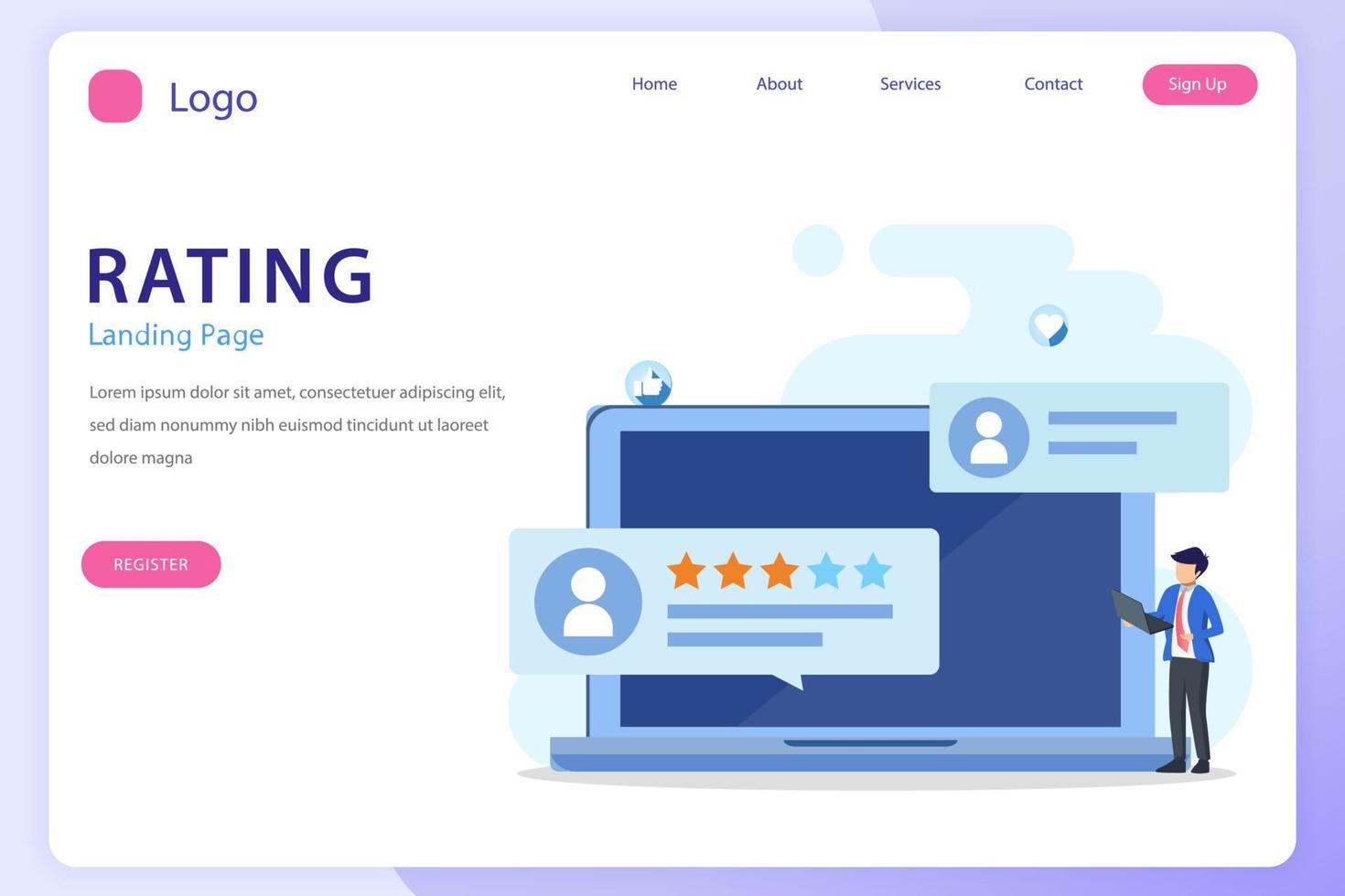 application rating concept, technology, Reviews stars with good and bad rate, customer satisfaction, social media, Flat vector template