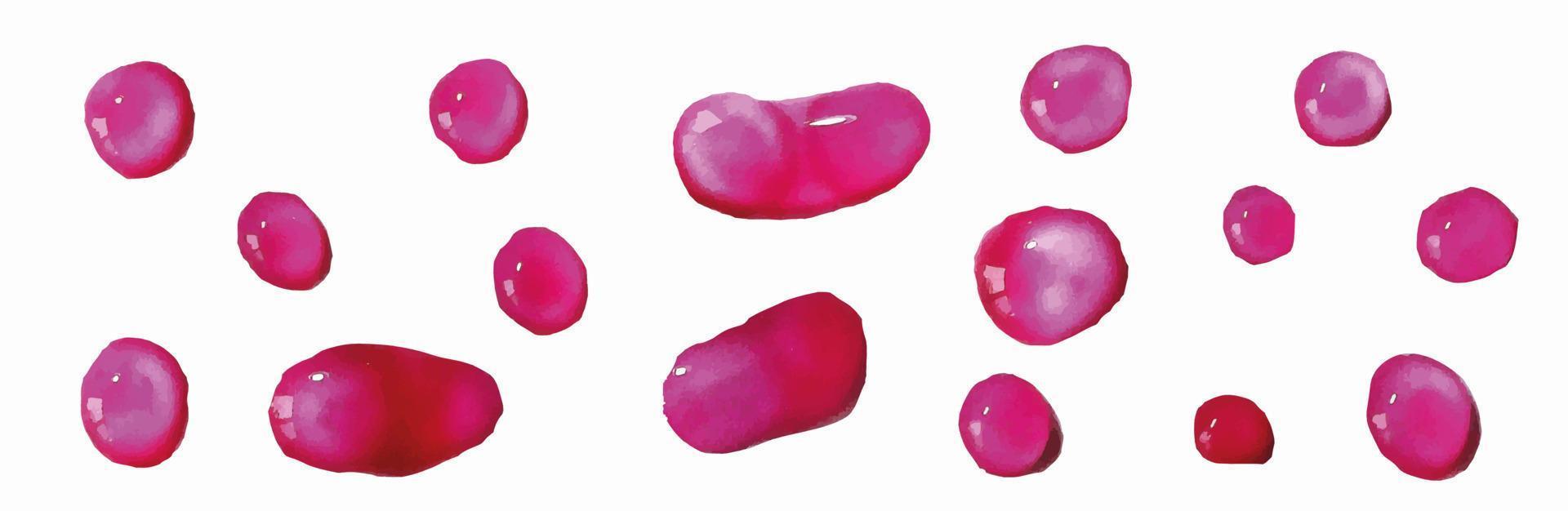 Abstract drops of colored red paint vector