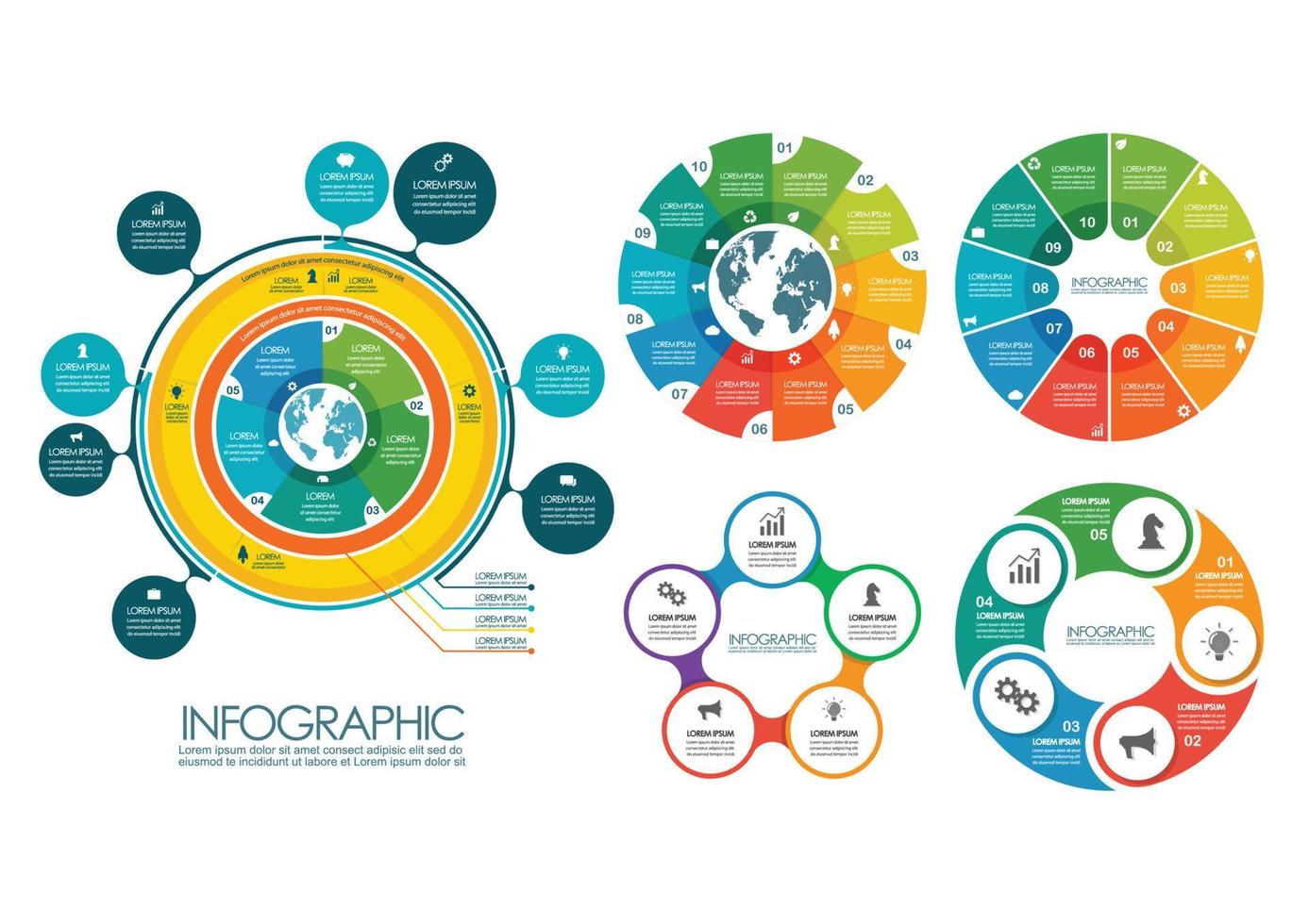 Circle infographic templates collection vector