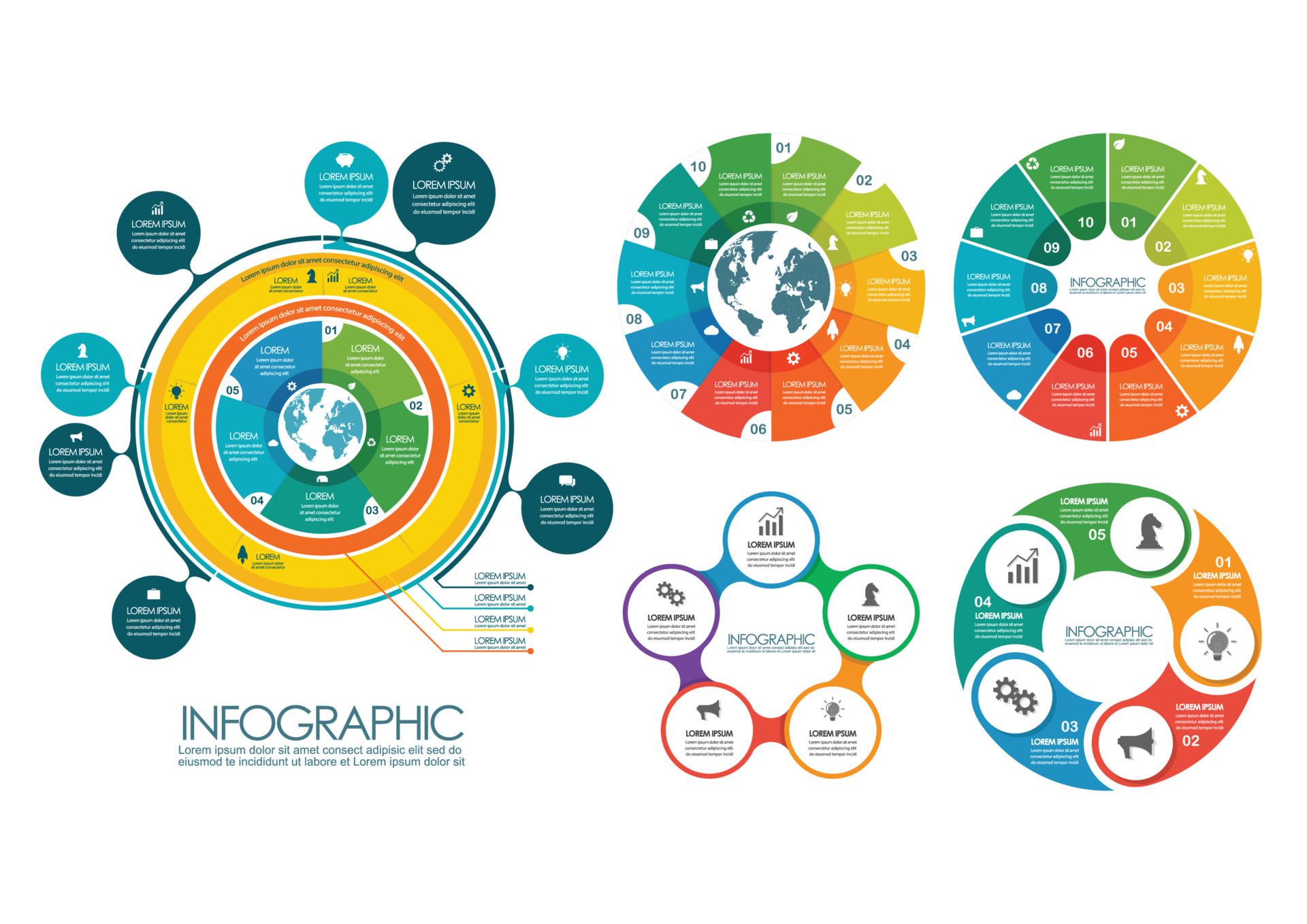Circle infographic templates collection 13787234 Vector Art at Vecteezy