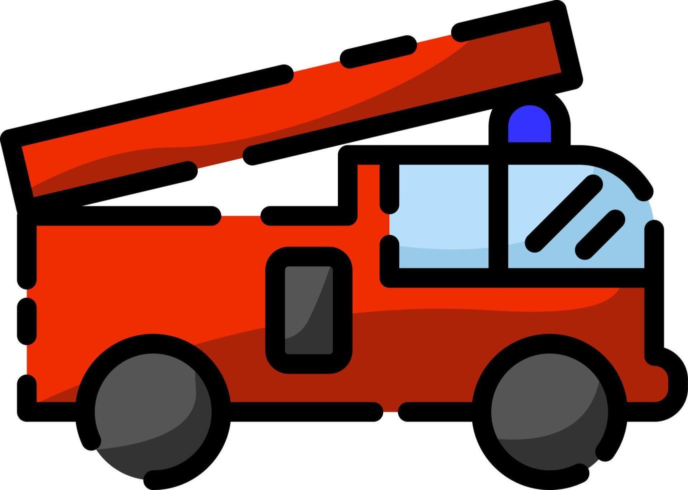 camión de bomberos, ilustración, vector sobre fondo blanco.