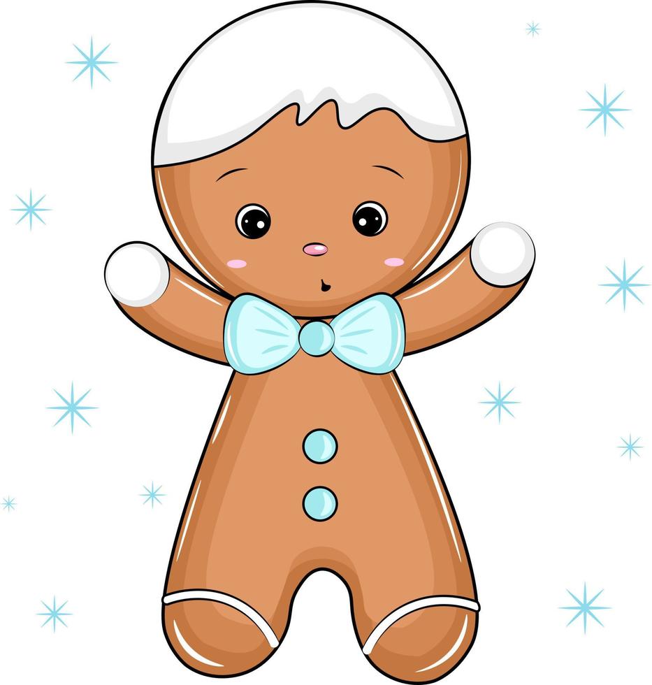 gingerbread boy with blue bow vector