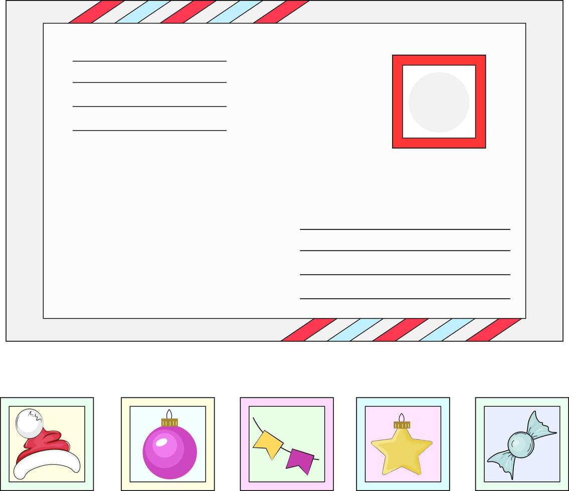 illustration of an envelope with a stamp vector