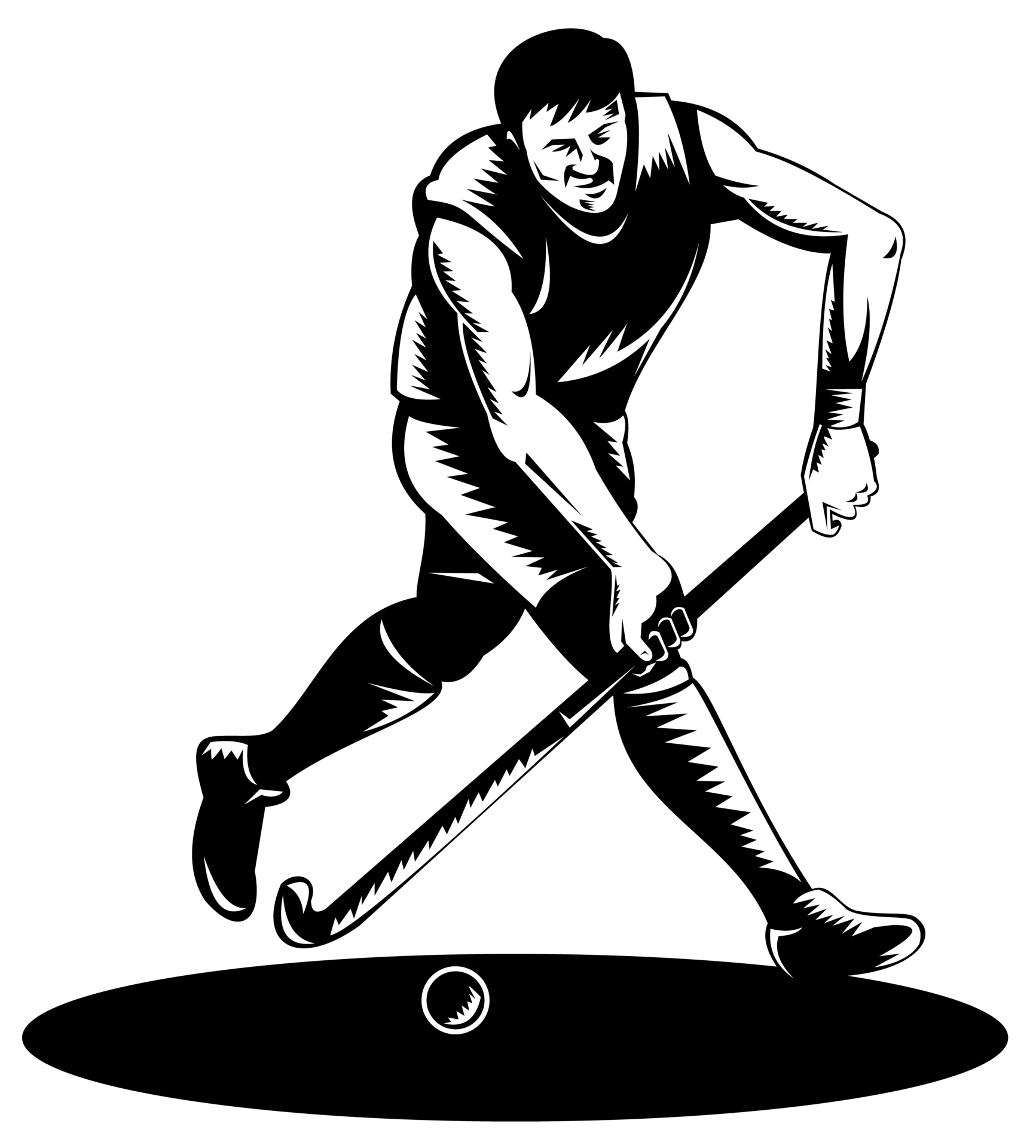 Field Hockey Player Running With Stick Retro 13787334 PNG